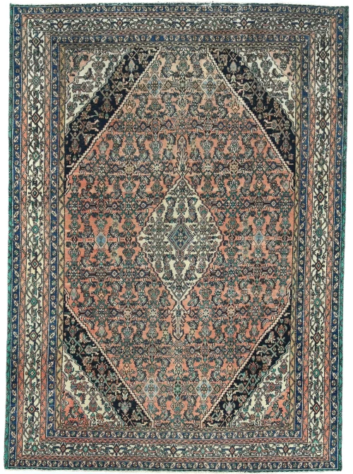 Semi Antique Peach Orange Tribal 8X11 Vintage Oriental Rug