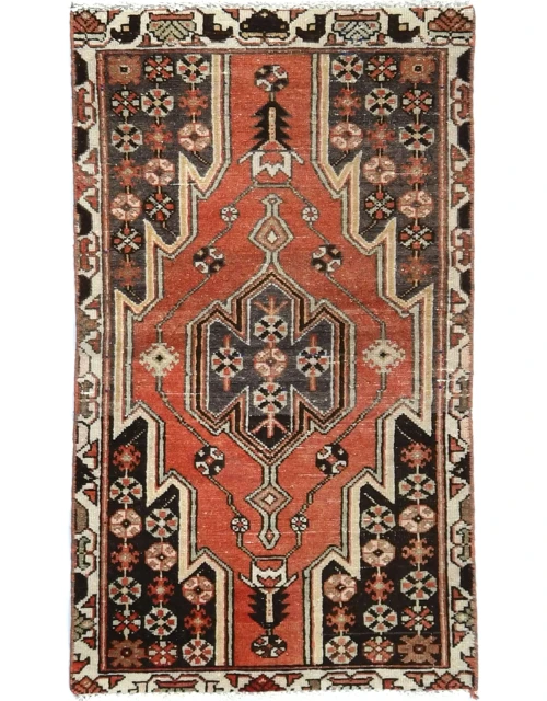 Vintage Orange-red Tribal 2X4 Vintage Oriental Rug