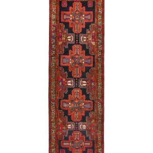 Semi Antique Geometric Tribal 3X10 Vintage Oriental Runner Rug