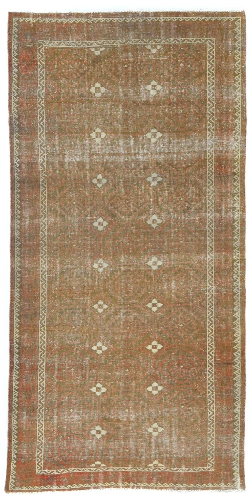 Semi Antique Geometric Tribal 4'8X9'6 Vintage Oriental Runner Rug