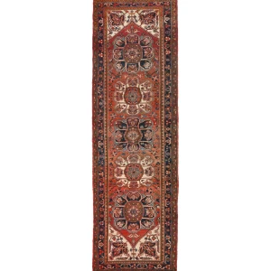 Semi Antique Red Traditional 3'6X10'8 Vintage Oriental Runner Rug