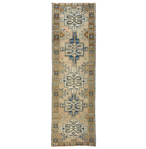 Semi Antique Geometric Tribal 3X9 Vintage Oriental Runner Rug