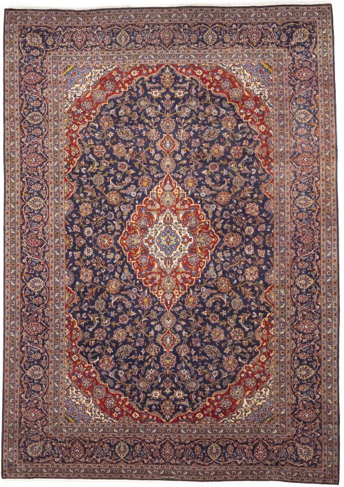 Semi Antique Traditional Purple-navy 10X13 Kashan  Rug