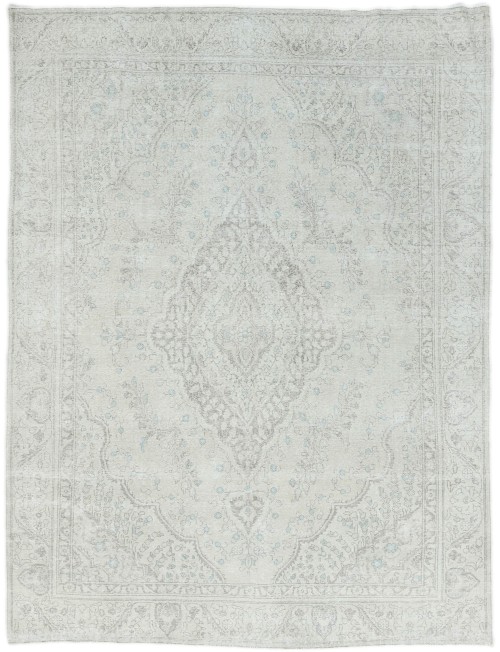 Antique Muted Cream Floral 9X12'5 Distressed Vintage Oriental Rug