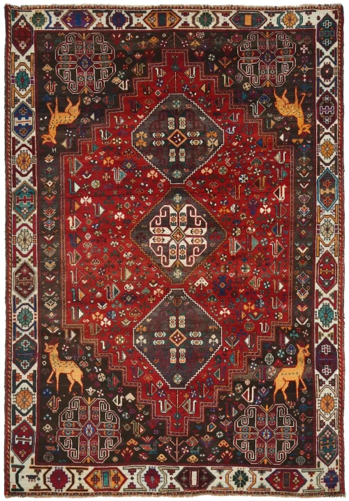 Vintage Red Tribal 6X9 Shiraz Persian Rug
