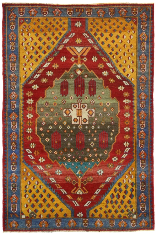 Vintage Red Tribal Geometric 5X8 Shiraz Persian Rug