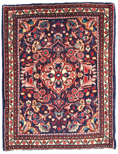 Vintage Purple-navy Floral 2'0X2'5 Kashan Persian Oriental Rug