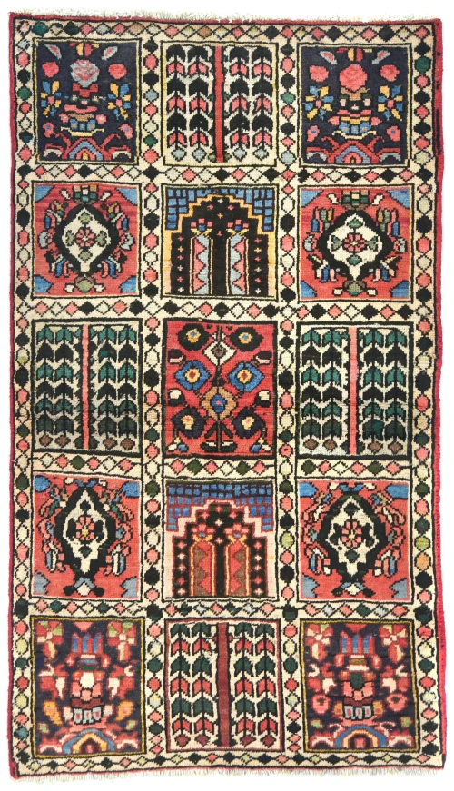 Semi Antique Cream Floral 2'4X4'2 Bakhtiari Persian Rug