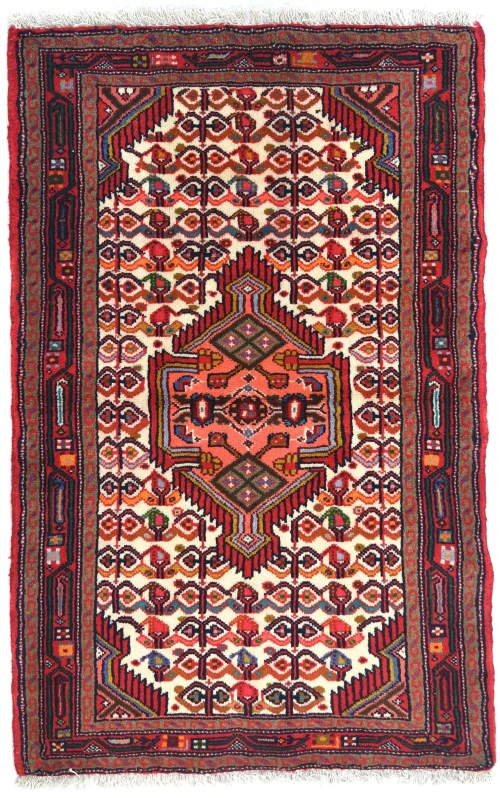Vintage Cream Tribal 2'7X4'1 Tajabad Persian Oriental Rug