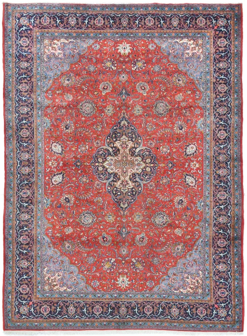 Vintage Red Floral 10X13 Sarough Persian Rug
