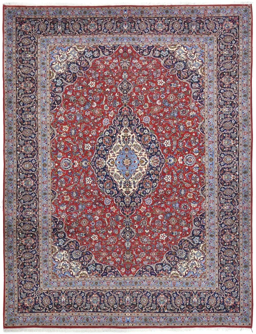 Vintage Red Floral Traditional 10x13 Kashan Persian original Rug