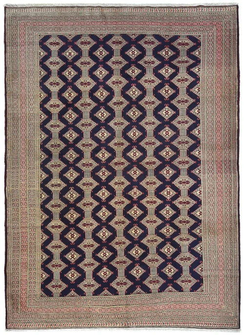 Vintage Purple-navy Tribal 7x10 Turkoman Persian Oriental Rug