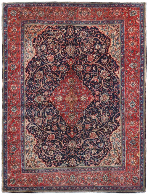 Vintage Purple-navy Floral Traditional 9X12 Mahal Persian Rug
