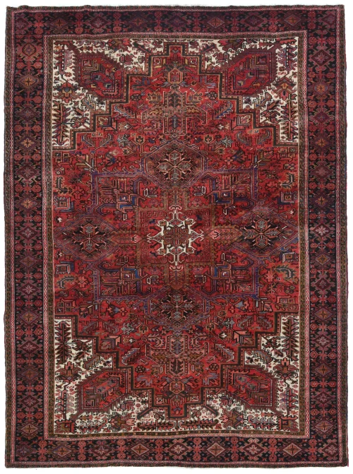 Semi Antique Red Traditional Geometric 10X13 Heriz Persian Rug