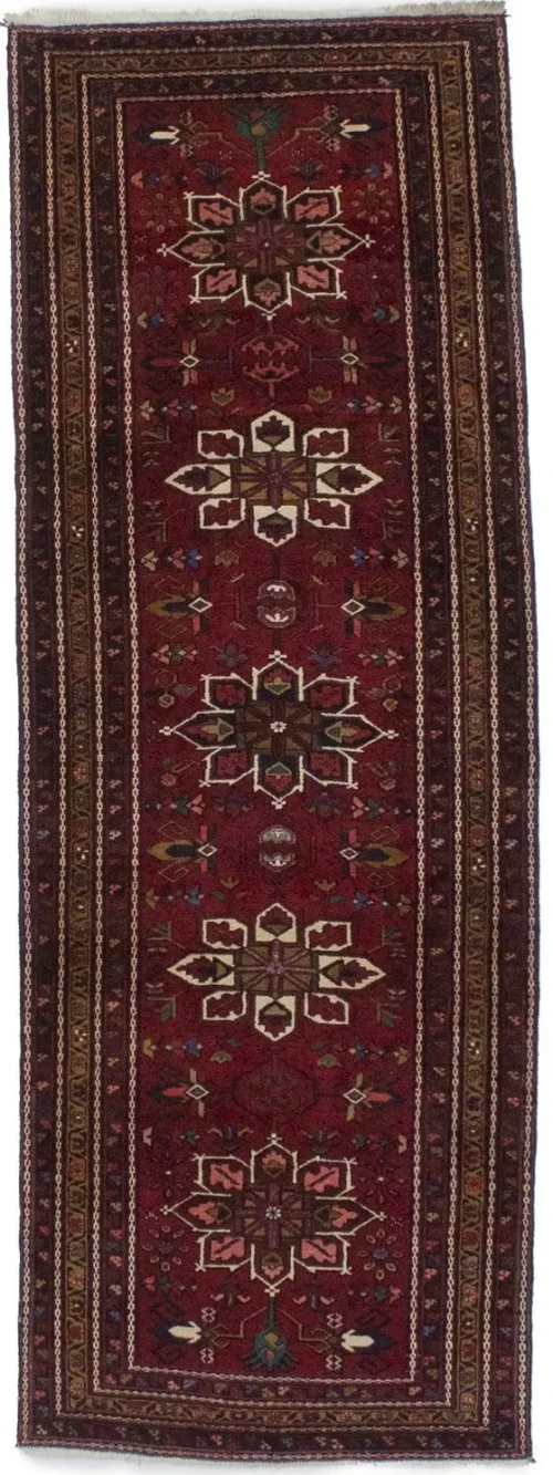 Vintage Red Floral 3'6X10' Goravan Persian Runner Rug