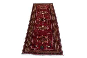 Vintage Red Floral 3'6X10' Goravan Persian Runner Rug