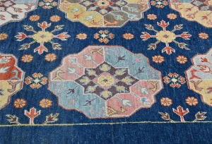 Navy Blue Geometric Modern 3X5 Kazak Pakistan Rug