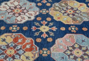 Navy Blue Geometric Modern 3X5 Kazak Pakistan Rug