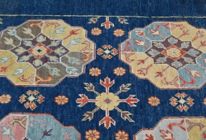 Navy Blue Geometric Modern 3X5 Kazak Pakistan Rug