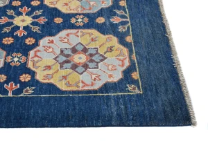 Navy Blue Geometric Modern 3X5 Kazak Pakistan Rug