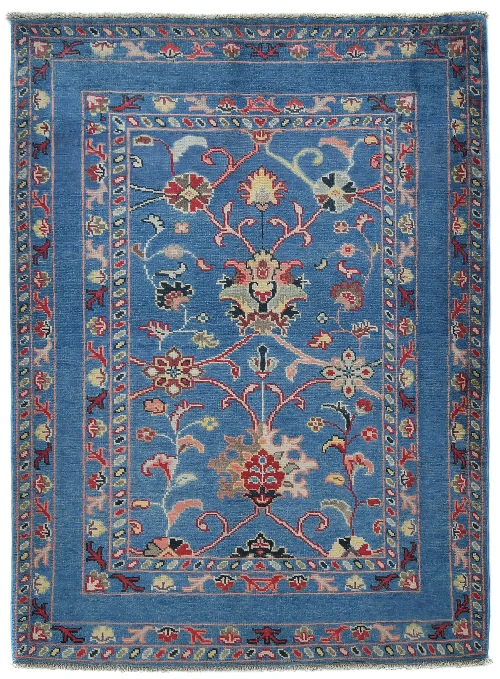 Blue Floral Modern 3X5 Kazak Osuhak Pakistan Rug