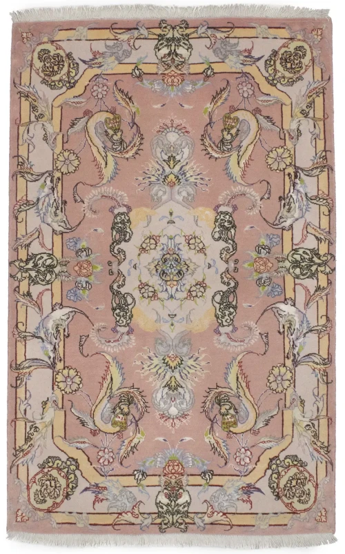 Pastel Pink Classic Pictorial 3X4 Tabriz Persian Rug