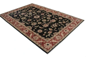 Black Vintage Floral 6X9 Agra Jaipur Oriental Rug