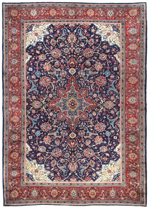 Vintage Purple-navy Floral Traditional 7X11 Mahal Persian Rug