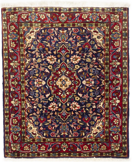 Vintage Purple-navy Traditional Floral 2'1X2'7 Kashan Persian Rug