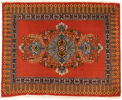 Vintage Reddish Orange Classic 2X3 Kashan Persian Rug