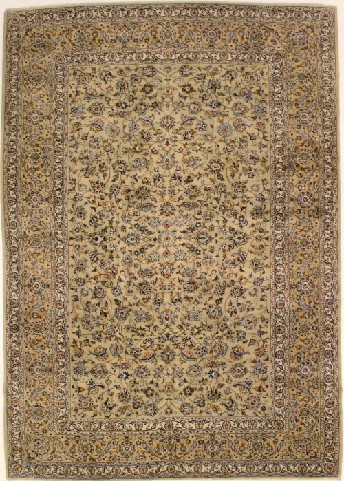 Beige Vintage Traditional 9X13 Kashan Persian Oriental Rug