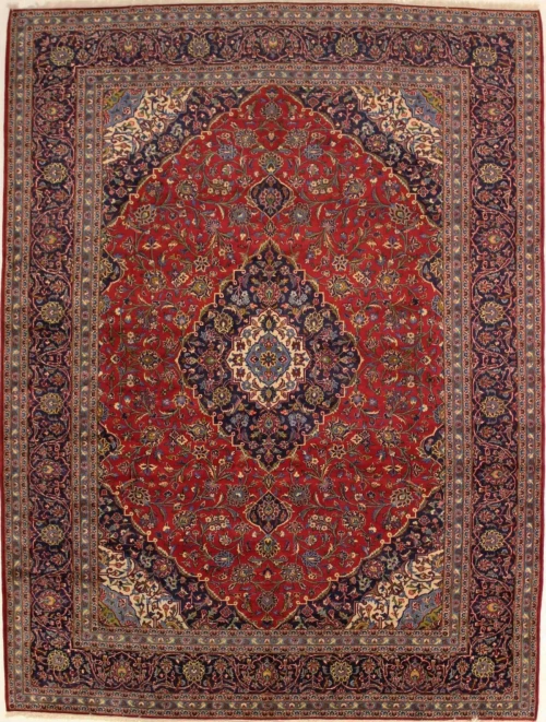 Vintage Red Traditional 10X13 Kashan Persian Rug