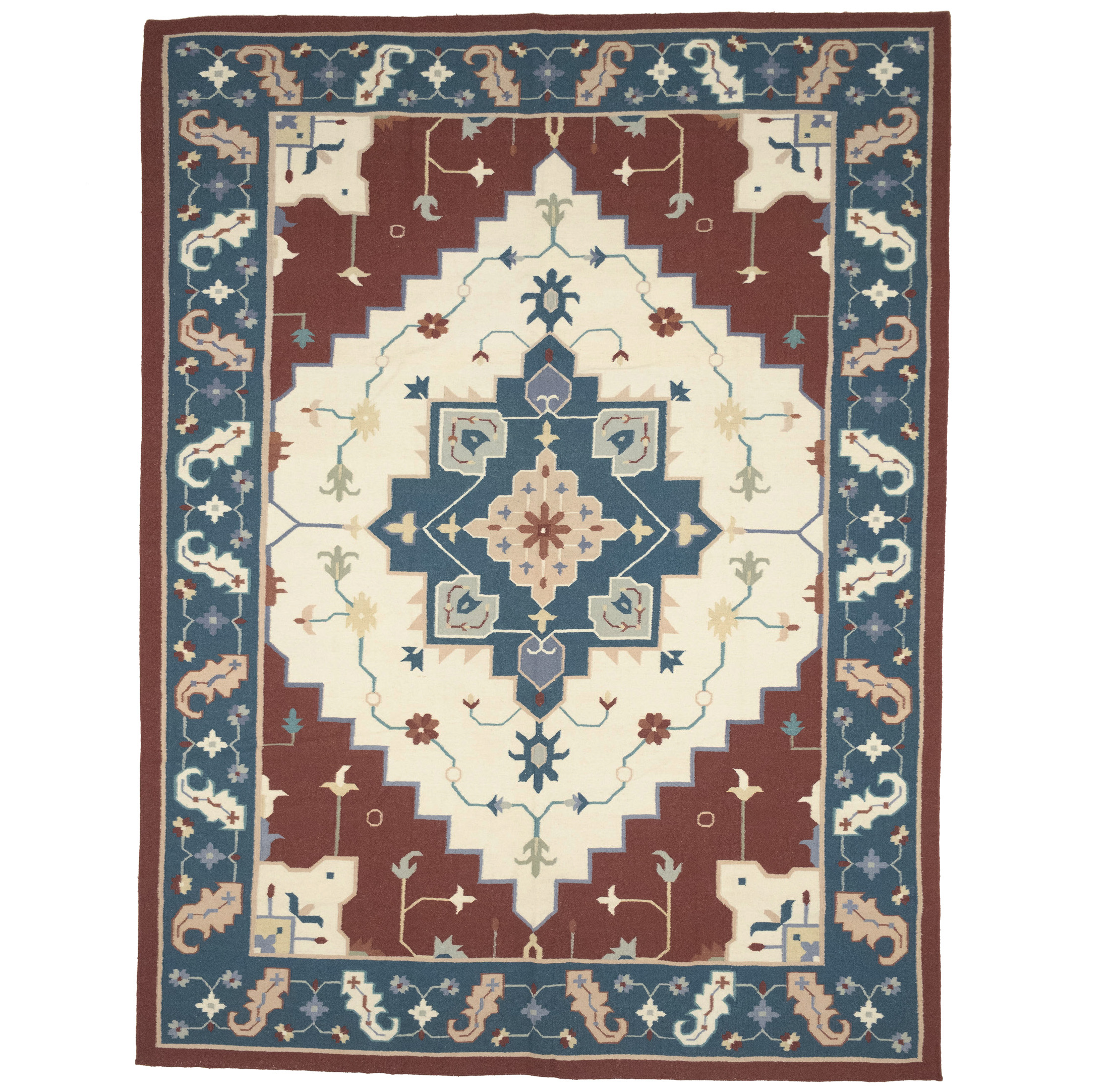 Cream Geometric Dhurrie 9X12 Modern Oriental Rug