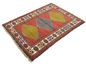 Vintage Scarlet Red Tribal 4X6 Ghoochan Persian Rug