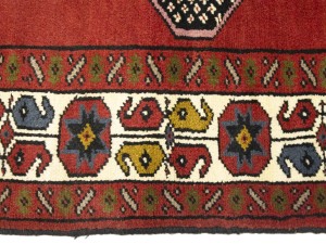 Vintage Scarlet Red Tribal 4X6 Ghoochan Persian Rug