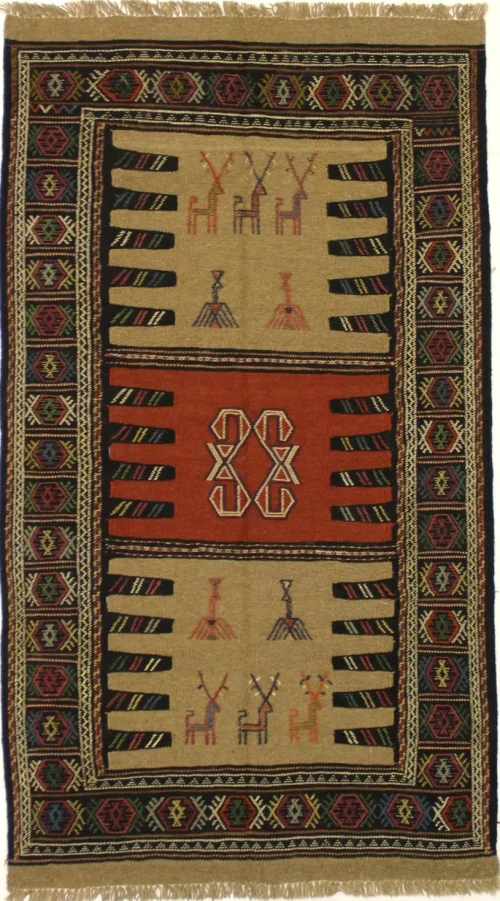 Multicolored Tribal 3X6 Sumak Herati Persian Rug