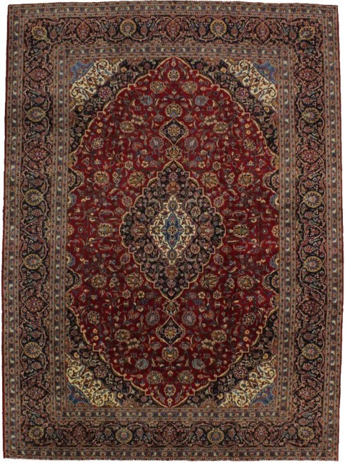 Vintage Red Traditional 10X14 Kashan Persian Rug