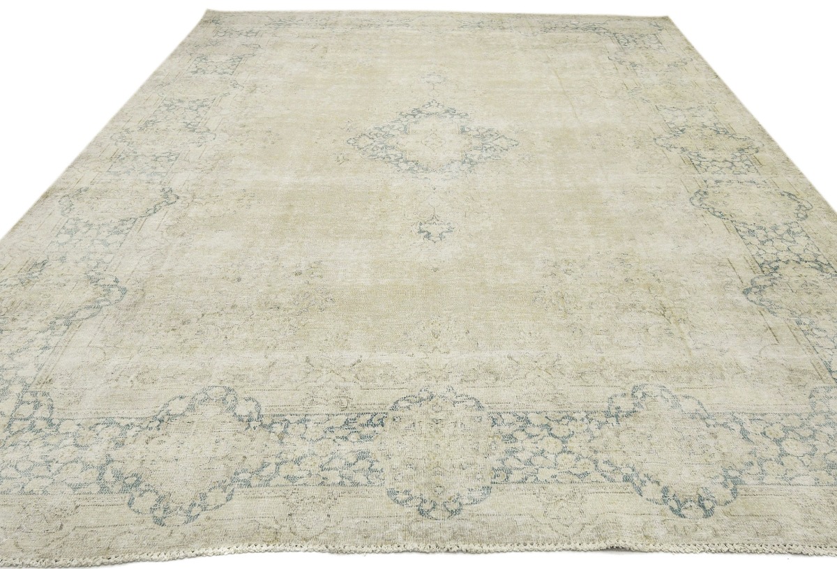 Semi Antique Muted Floral 10X13 Distressed Vintage Oriental Rug