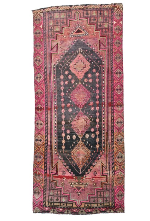 Antique Muted Tribal 4X9 Distressed Vintage Oriental Runner Rug