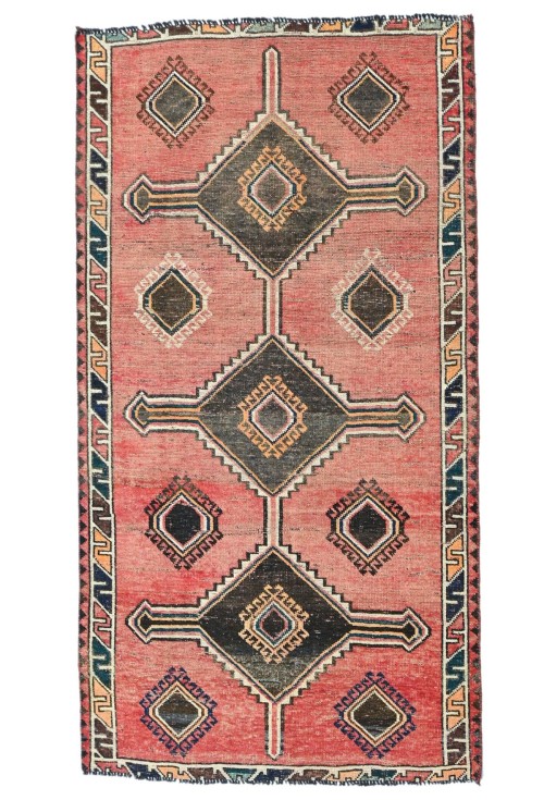 Antique Muted Tribal 4'4X7'6 Distressed Vintage Oriental Rug