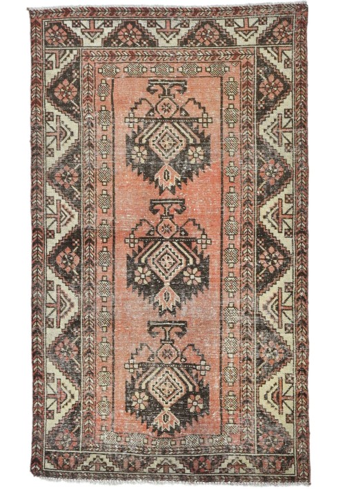 Antique Muted Tribal 4X6'5 Distressed Vintage Oriental Rug