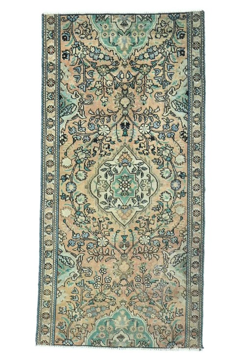 Antique Muted Tribal 3'2X6'5 Distressed Vintage Oriental Rug