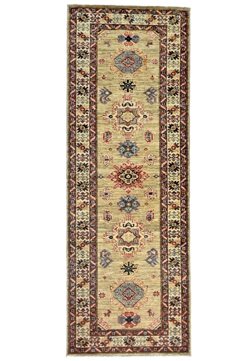 Khaki Tribal Geometric 2'5X7 Kazak Pakistan Oriental Runner Rug