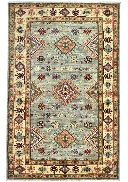 Gray Tribal Geometric 3X5 Kazak Pakistan Oriental Rug