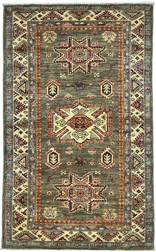 Brown Tribal Geometric 3X5 Kazak Pakistan Oriental Rug