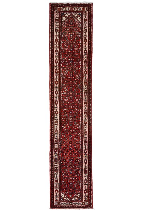 Vintage Red Tribal 3X13'5 Hamedan Persian Runner Rug