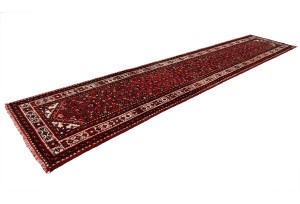 Vintage Red Tribal 3X13'5 Hamedan Persian Runner Rug