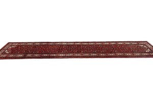 Vintage Red Tribal 3X13'5 Hamedan Persian Runner Rug