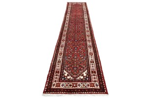 Vintage Red Tribal 3X13'5 Hamedan Persian Runner Rug