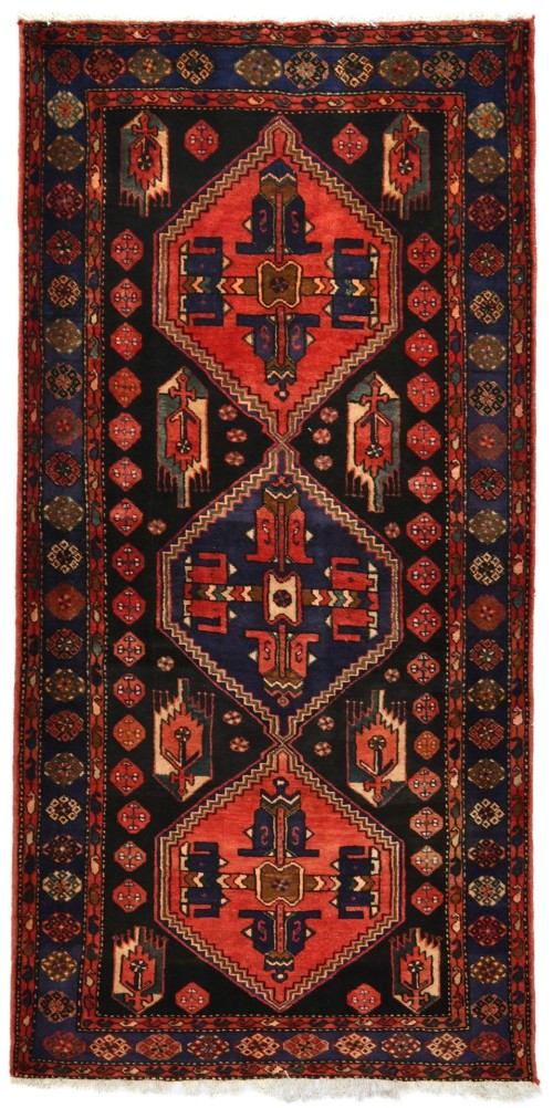 Vintage Geometric Tribal 4X8 Hamedan Persian Rug